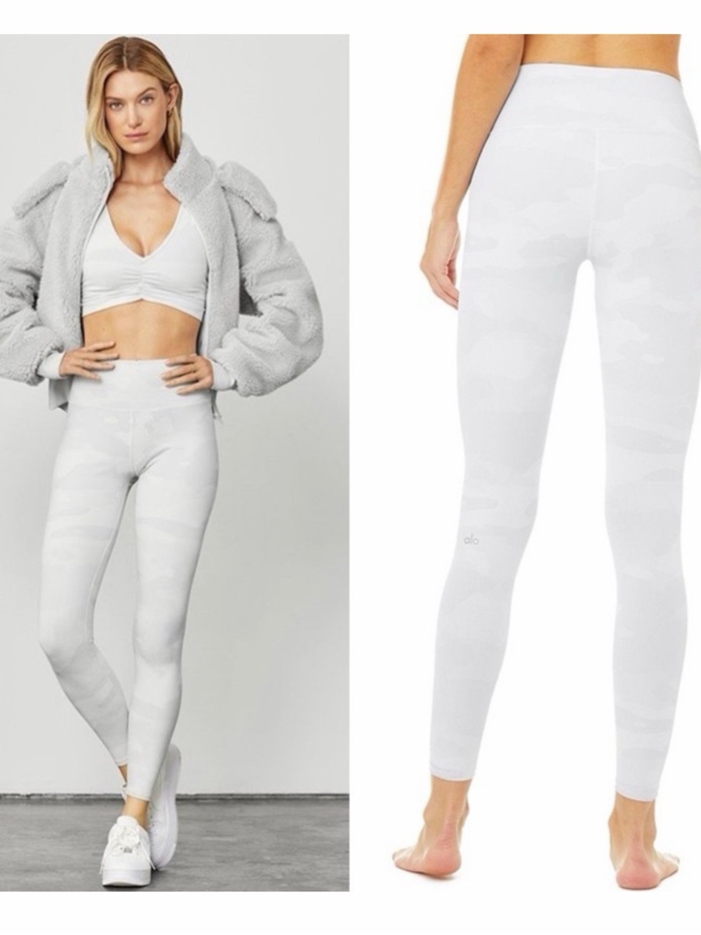 ALO Yoga White Camo High-Rise Leggings